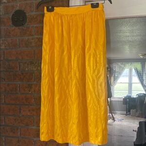 VNTG 100% SILK YELLOW ANIMAL PRINT MAXI SKRT SIDE BUTTON W/HOOK&EYE CLOSURE BOHO